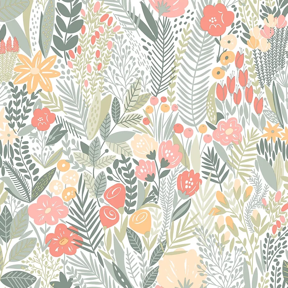 GoodHome Papier peint pré-encollé vinyle intissé fleuri Easy Roll Aristea multicolore l.53 x H.1005 cm- Papier Peint