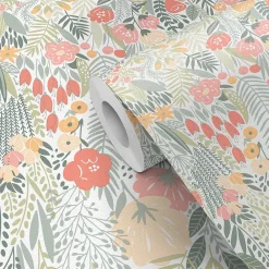 GoodHome Papier peint pré-encollé vinyle intissé fleuri Easy Roll Aristea multicolore l.53 x H.1005 cm- Papier Peint