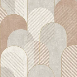 GoodHome Papier Peint<Papier peint pré-encollé vinyle intissé géométrique Easy Roll Albury rose l.53 x H.1005 cm