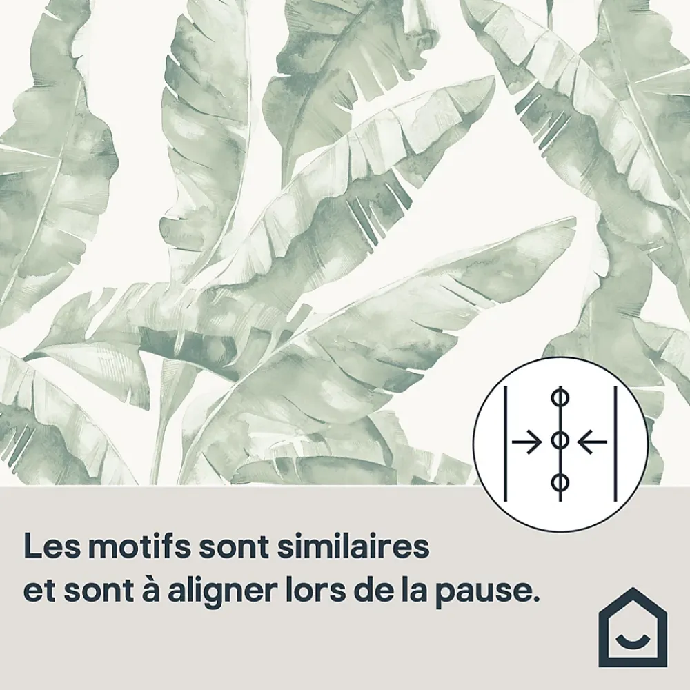 GoodHome Papier peint pré-encollé vinyle intissé feuillage Easy Roll Halton vert l.53 x H.1005 cm- Papier Peint