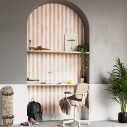 GoodHome Papier Peint<Papier peint pré-encollé vinyle à rayures Easy Roll Satori rayures rose l.53 x H.1005 cm