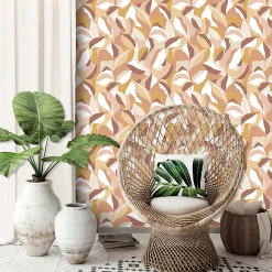 GoodHome Papier Peint<Papier peint pré-encollé vinyle intissé art déco Easy Roll Apricot multicolore l.53 x H.1005 cm