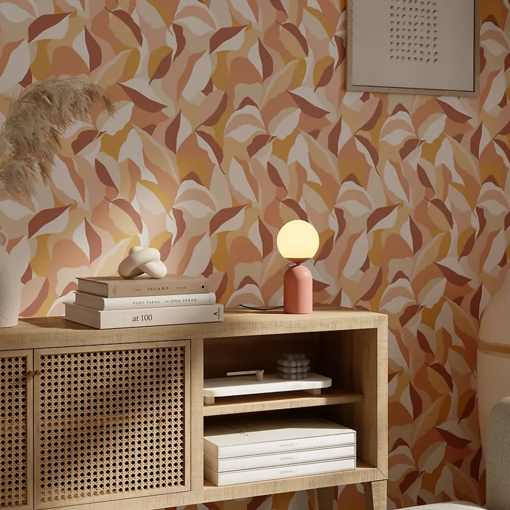 GoodHome Papier Peint<Papier peint pré-encollé vinyle intissé art déco Easy Roll Apricot multicolore l.53 x H.1005 cm