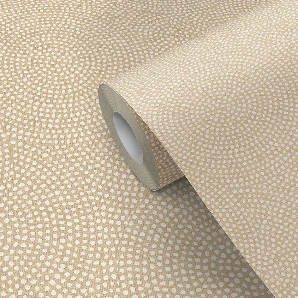 GoodHome Papier peint pré-encollé vinyle intissé géométrique Easy Roll Bolsa beige l.53 x H.1005 cm- Papier Peint