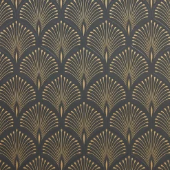 GoodHome Papier peint vinyl sur intissé echium noir et or- Papier Peint