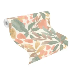 Rasch Papier Peint<Papier peint vinyle expansé intissé feuillage Tropico vert, terracotta L.1005 x l.53cm