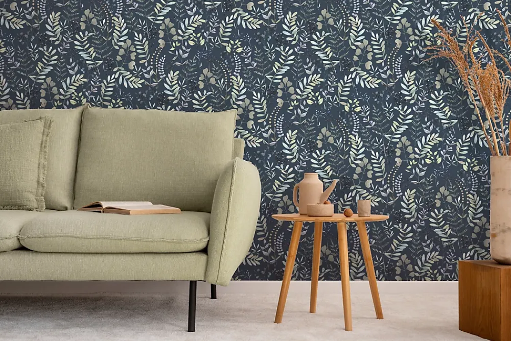 Ugepa Papier Peint<Papier peint vinyle grainé sur intissé botanique Olivia bleu L.1001 x l.53 cm Ugépa