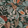 Lutece Papier Peint<Papier peint vinyle intissé Sejours & Chambres mat et satiné feuilles vert, bleu vert, orange, cuivre l.1005 x l.53 cm