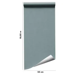 GoodHome Papier peint vinyle intissé uni bleu vert L.53 x l.1005 cm Tille- Papier Peint