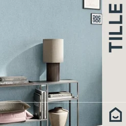 GoodHome Papier peint vinyle intissé uni bleu vert L.53 x l.1005 cm Tille- Papier Peint