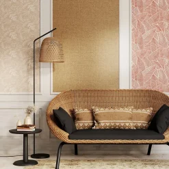 GoodHome Papier peint vinyle intissé Pufos uni texturé beige L. 10,05m x l. 0,53m- Papier Peint