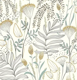 Rasch Papier Peint<Papier peint vinyle intissé fleuri bleu, jaune ocre L.1001 x l.53cm , Angélique