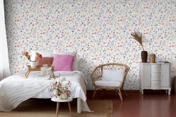 Ugepa Papier peint vinyle intissé fleurs romantiques multicouleurs L. 1005 x l. 53cm- Papier Peint