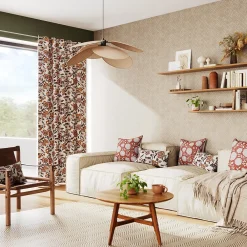 GoodHome Papier peint vinyle intissé Kohev géométrique beige L. 10,05m x l. 0,53m- Papier Peint