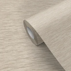 GoodHome Papier peint vinyle intissé Gordo uni texturé beige L. 10,05m x l. 0,53m- Papier Peint