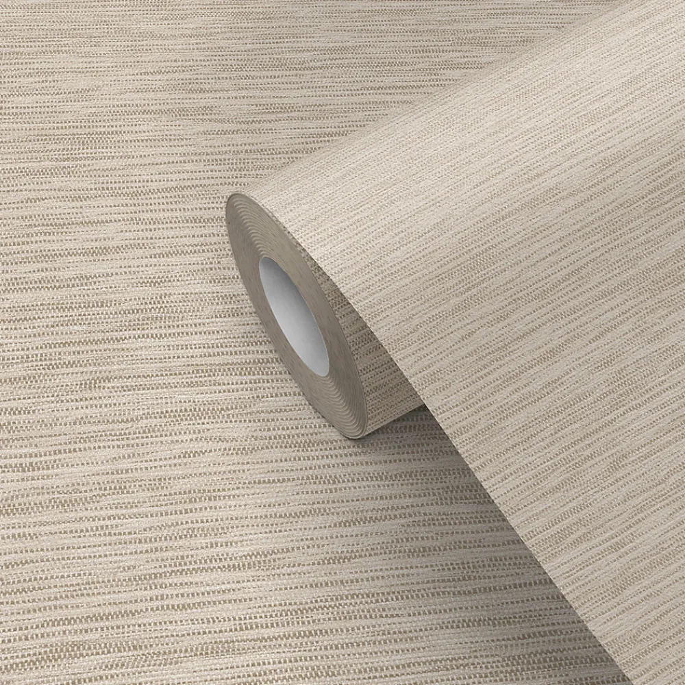 GoodHome Papier peint vinyle intissé Gordo uni texturé beige L. 10,05m x l. 0,53m- Papier Peint