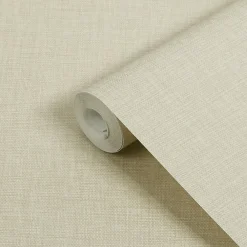 GoodHome Papier peint vinyle intissé uni structuré beige L.1000 x l.52 cm Shung- Papier Peint