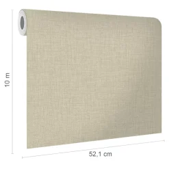 GoodHome Papier peint vinyle intissé uni structuré beige L.1000 x l.52 cm Shung- Papier Peint