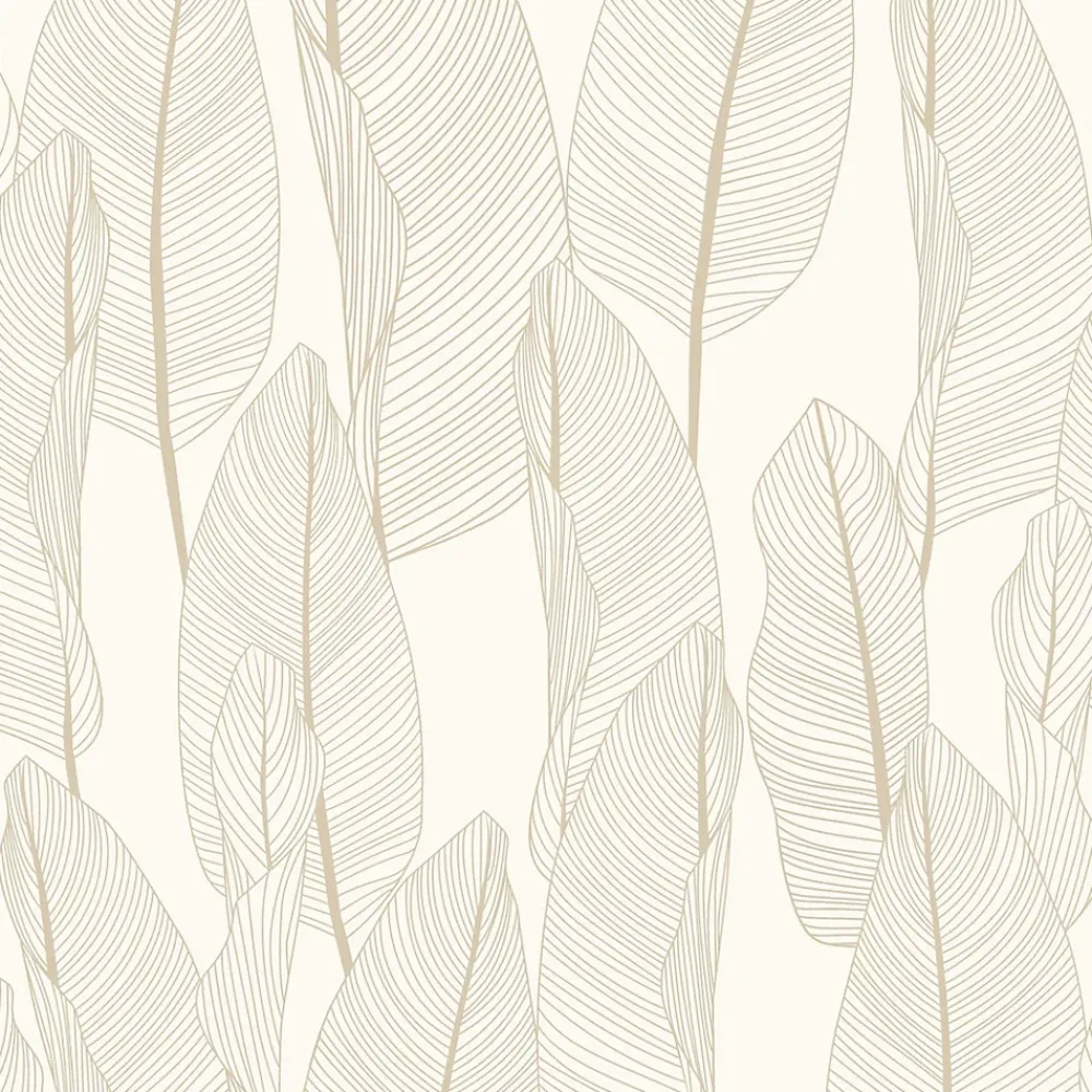 Lutèce Papier Peint<Papier peint vinyle intissé feuille de bananier beige, terracotta L.1005 x l.53cm