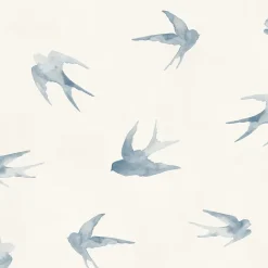 Ugepa Papier peint vinyle intissé enfant petit oiseau bleu L. 1005 x l. 53cm- Papier Peint