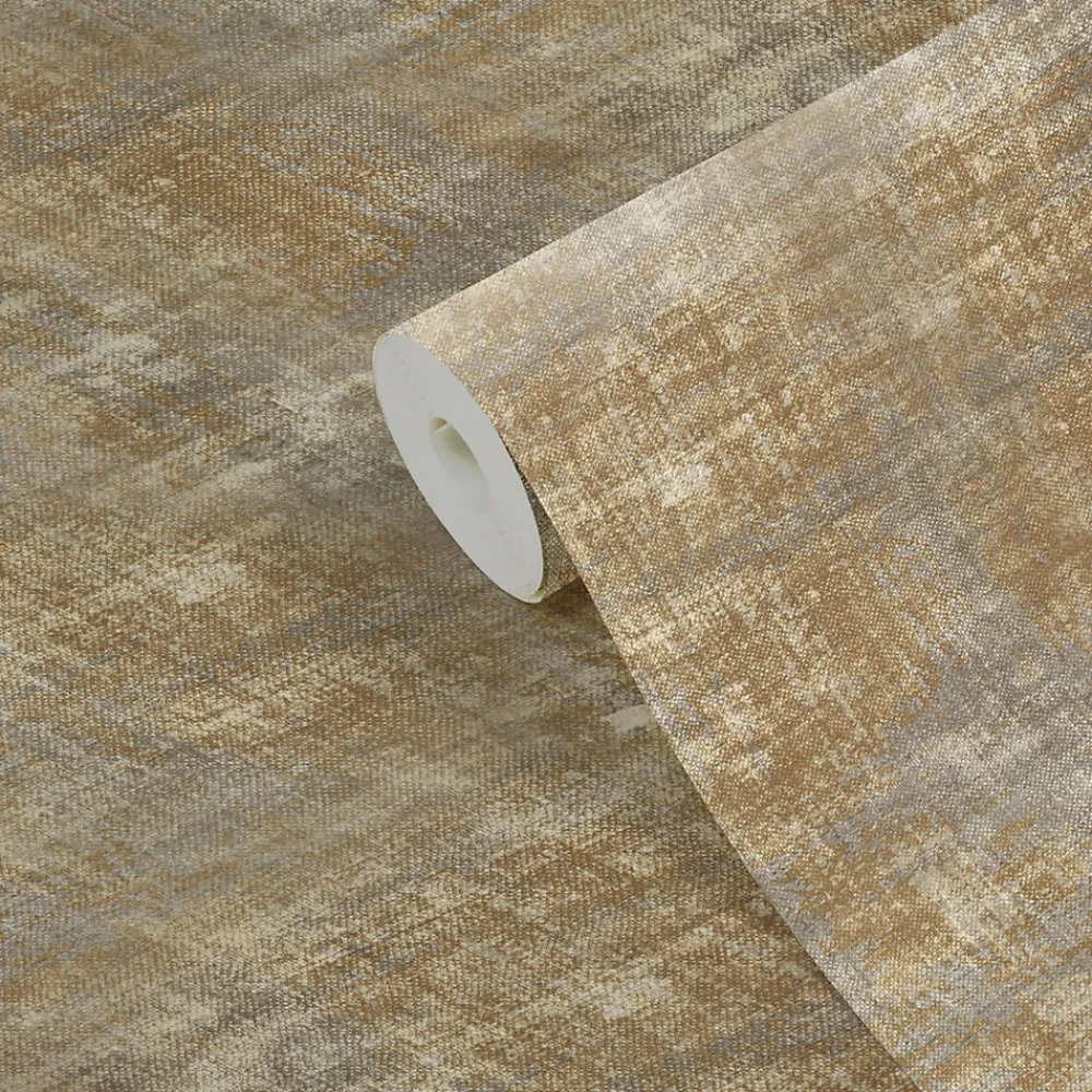 GoodHome Papier peint Vinyle Intissé Giana gris clair et ocre- Papier Peint