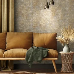 GoodHome Papier peint Vinyle Intissé Giana gris clair et ocre- Papier Peint