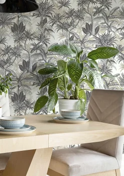 Rasch Papier Peint<Papier peint vinyle intissé feuillage tropical noir, doré L.1001 x l.53cm