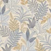 Lutece Papier peint vinyle intissé Allure mat et satiné feuilles beige, bleu, or, jaune l.1005 x l.53 cm- Papier Peint