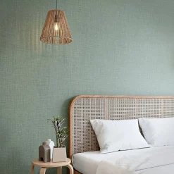 GoodHome Papier peint vinyle intissé uni structuré vert L.1000 x l.52 cm Shung- Papier Peint