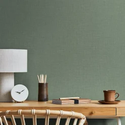 GoodHome Papier peint vinyle intissé uni structuré vert L.1000 x l.52 cm Shung- Papier Peint