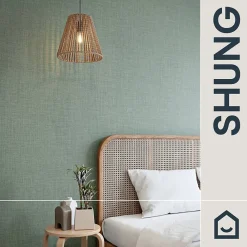 GoodHome Papier peint vinyle intissé uni structuré vert L.1000 x l.52 cm Shung- Papier Peint