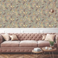 GoodHome Papier Peint<Papier peint Vinyle Intissé Kyin Kaki