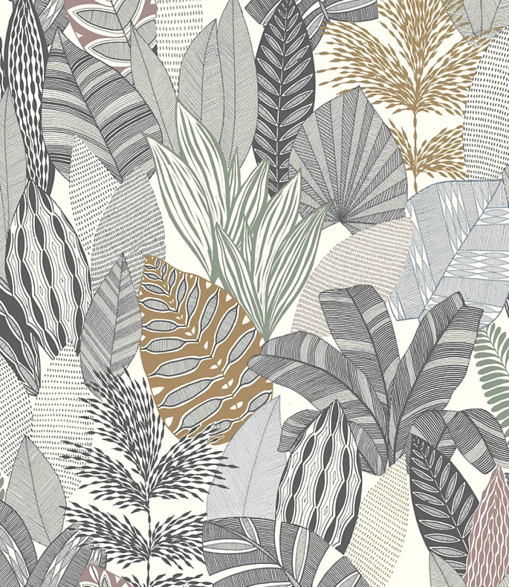 Rasch Papier peint vinyle intissé feuillage gris L.1001 x l.53cm , Kruger- Papier Peint
