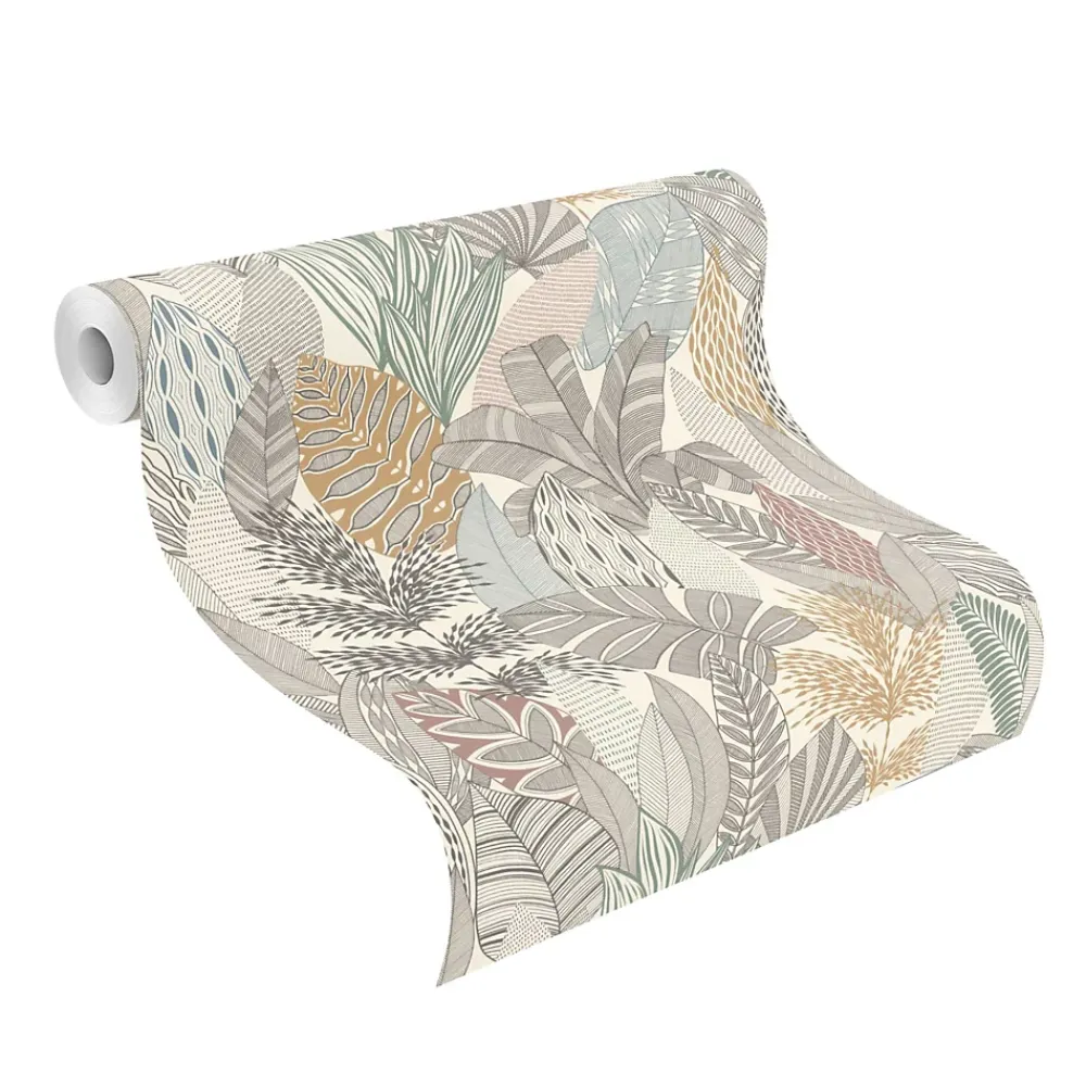 Rasch Papier peint vinyle intissé feuillage gris L.1001 x l.53cm , Kruger- Papier Peint