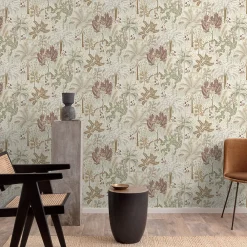 Grandeco Papier Peint<Papier peint vinyle intissé feuillage beige L.53 x l.1005 cm Louan