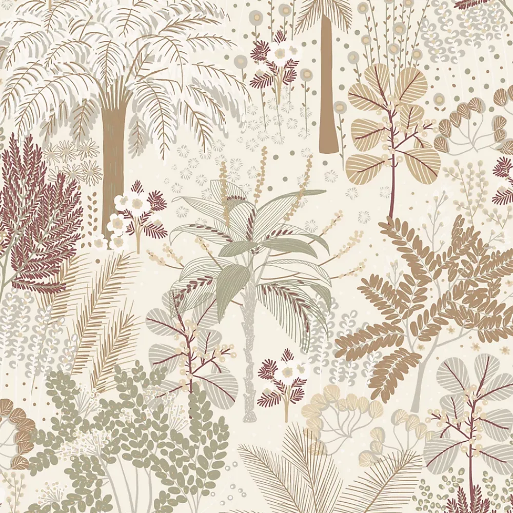 Grandeco Papier Peint<Papier peint vinyle intissé feuillage beige L.53 x l.1005 cm Louan