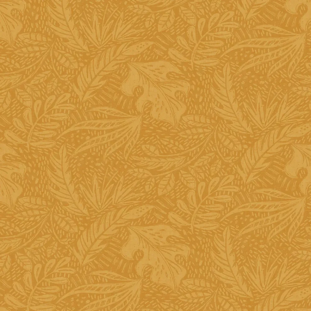 GoodHome Papier peint vinyle intissé Tuklu jaune ocre l.53 cm x 10m- Papier Peint