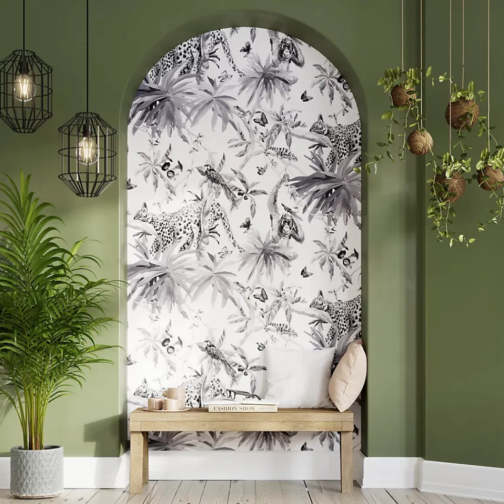 GoodHome Papier Peint<Papier peint Vinyle Intissé Howlit noir et blanc