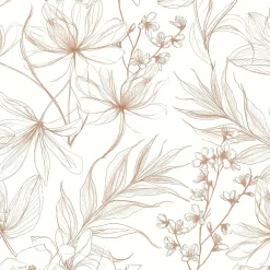 Lutèce Papier peint vinyle intissé fleur de cerisier cuivre, rouille L.1005 x l.53cm- Papier Peint