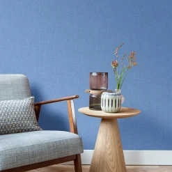 GoodHome Papier Peint<Papier peint vinyle intissé effet textile bleu L.10m x l.53cm