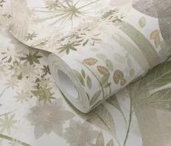 Erismann Papier peint vinyle intissé végétal vert L.1005 x l.53cm, Secret grove- Papier Peint