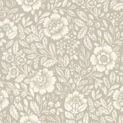 GoodHome Papier Peint<Papier peint vinyle intissé Soffice motif fleuri beige L. 10,05m x l. 0,53m