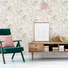 Lutece Papier Peint<Papier peint vinyle intissé fleuri Tropimasse fleurs beige, rose, jaune L.1005 x l.53cm Lutèce