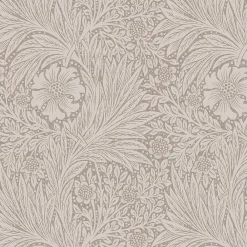 William Morris Papier peint vinyle intissé fleuri effet métallique beige crème L.1000 x l.52 cm Marigold- Papier Peint