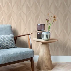 GoodHome Papier Peint<Papier peint vinyle intissé Cassata imprimé géométrique beige L.1000 x l.53cm