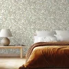 Lutece Papier peint vinyle intissé fleuri vert et beige L.1005 x l.53cm, Lutèce Floris- Papier Peint