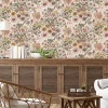 Lutece Papier peint vinyle intissé fleuri bouquet rose, beige L.1005 x l.53cm Lutèce- Papier Peint