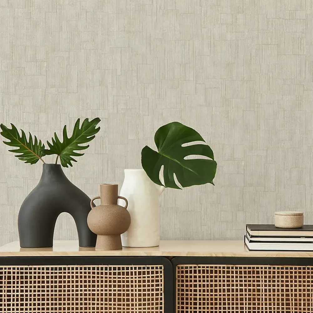 Lutece Papier peint vinyle intissé uni Kopa gris, beige L.1005 x l.53cm Lutèce- Papier Peint