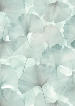 Erismann Papier peint vinyle intissé feuilles de ginko bleu L.1005 x l.53cm, Ginko dream- Papier Peint