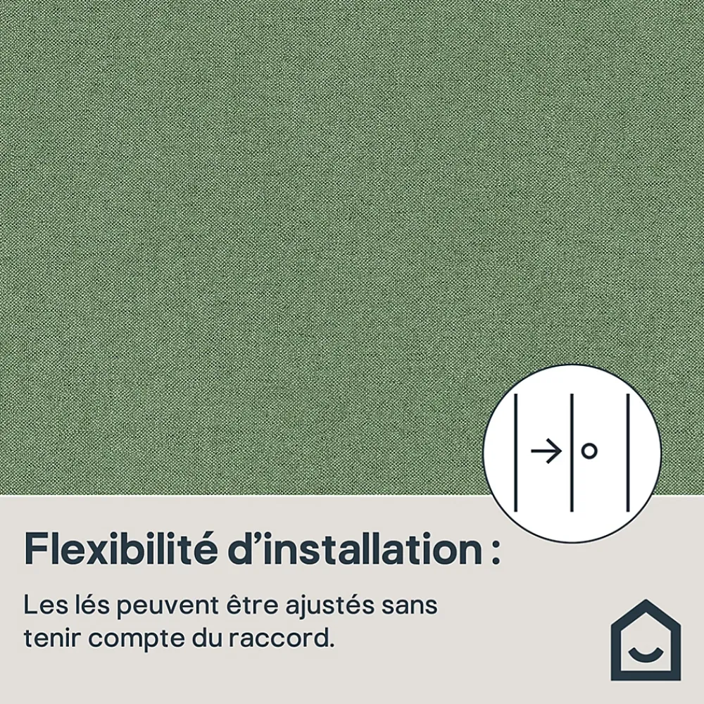 GoodHome Papier peint vinyle intissé uni aspect tissu vert L.1005 x l.53cm , Mythe- Papier Peint